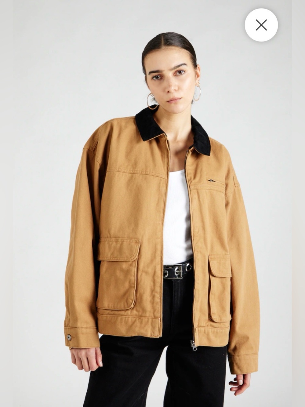 Cotton On Tan Utility Jacket with Black Corduroy Collar